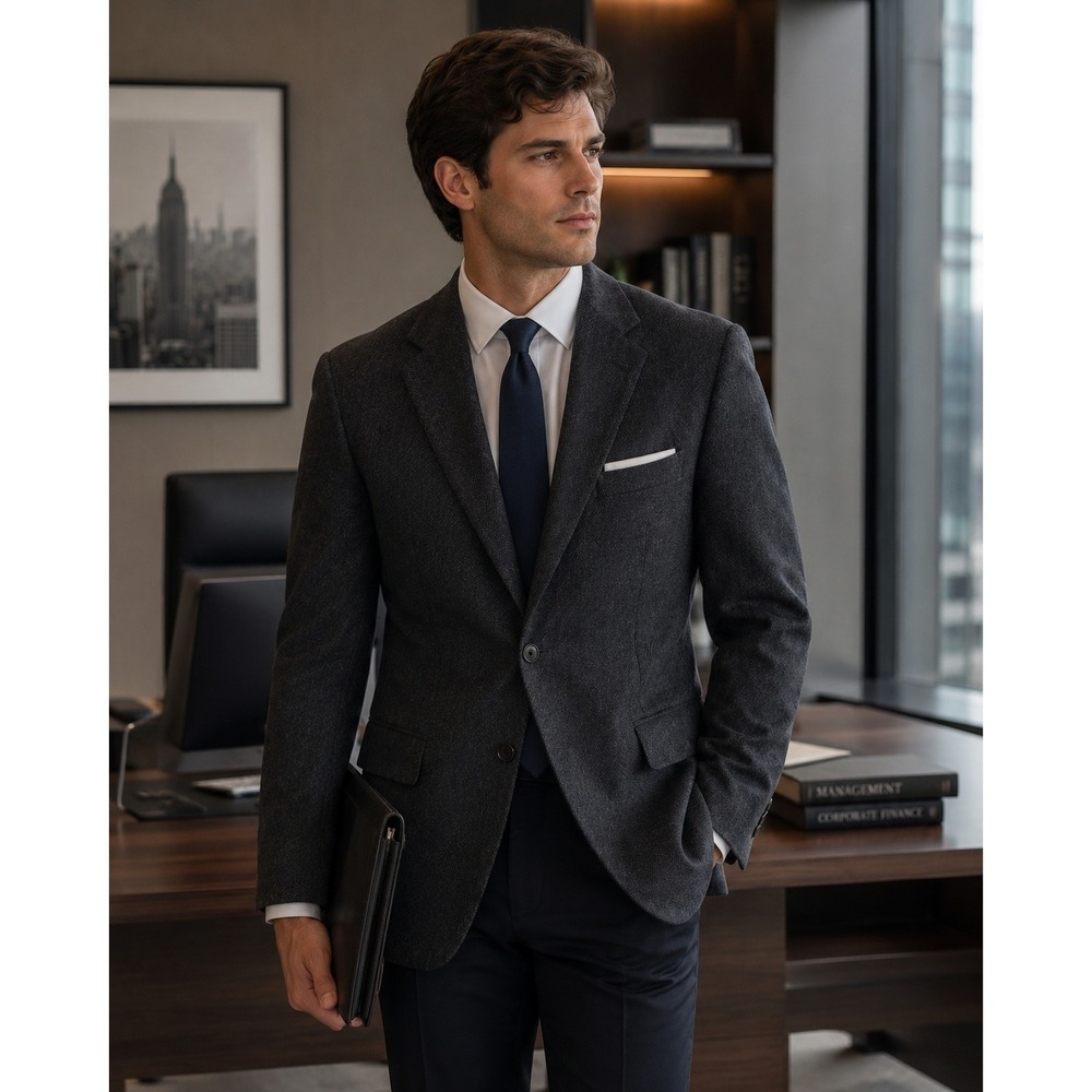Brooks Brothers Makers Pure Wool Blazer42R Charcoal Grey Herringbone Luxury USA